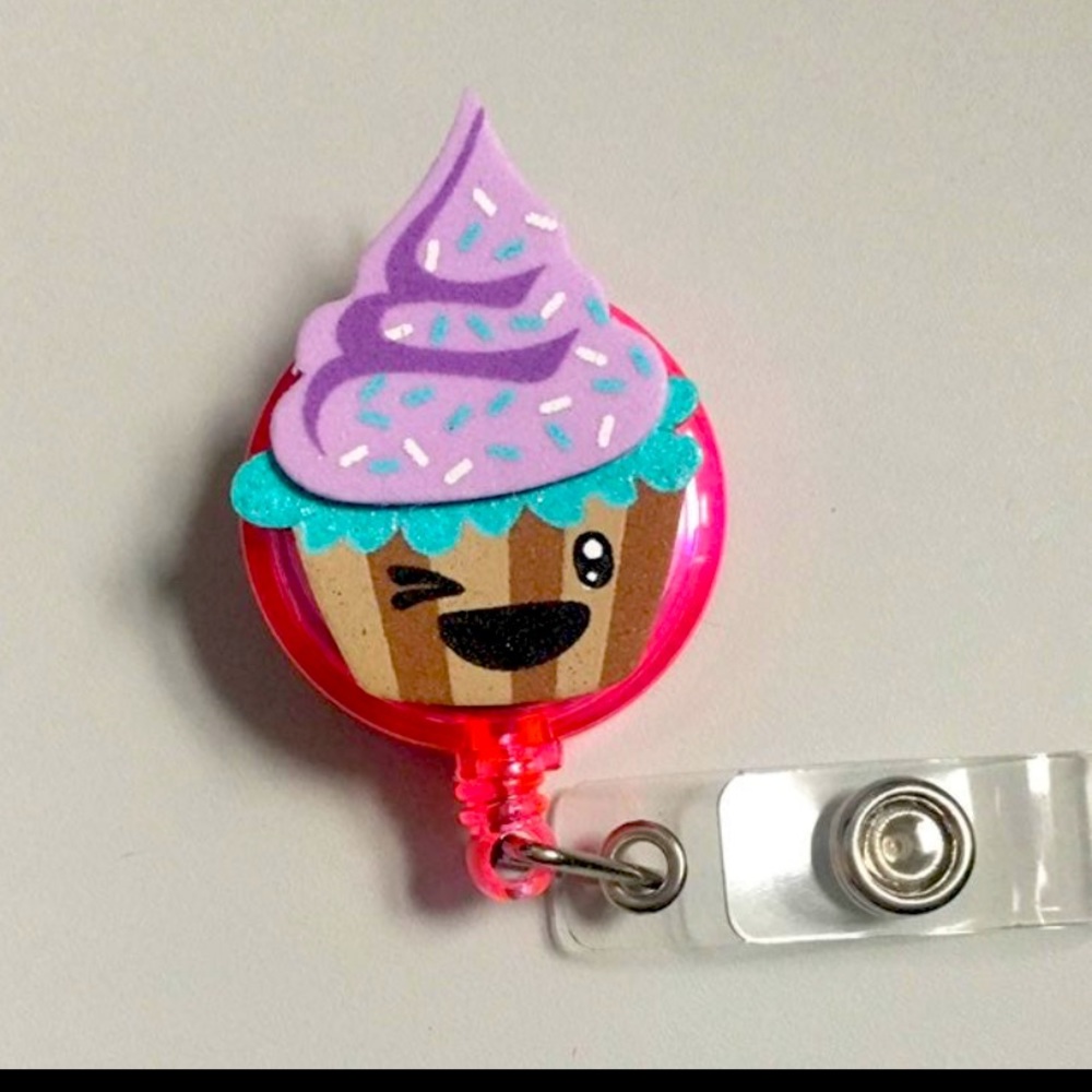 Frosted Cupcake Badge reel ID key card holder